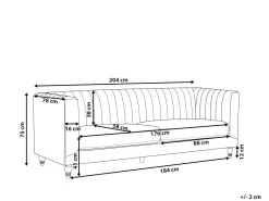 Beliani 3-Istuttava Sohva Samettinen Tummanharmaa Arvika Best Sale
