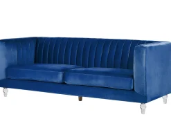 Beliani 3-Istuttava Sohva Samettinen Sininen Arvika Shop
