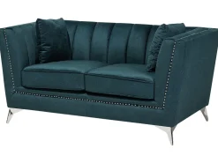 Beliani 2-Istuttava Sohva Samettinen Sinivihrea Gaula Cheap