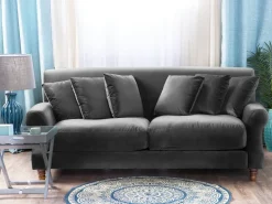 Beliani 3-Istuttava Sohva Samettinen Harmaa Eike Hot