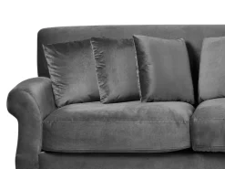 Beliani 3-Istuttava Sohva Samettinen Harmaa Eike Hot