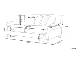Beliani 3-Istuttava Sohva Samettinen Harmaa Eike Hot