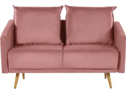 Beliani 2-Istuttava Sohva Samettinen Vaaleanpunainen Maura Clearance