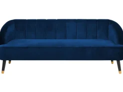 Beliani 3-Istuttava Sohva Samettinen Laivastonsininen Alsvag Hot