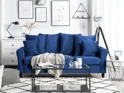 Beliani 3-Istuttava Sohva Samettinen Laivastonsininen Bornholm Fashion