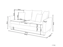 Beliani 3-Istuttava Sohva Samettinen Laivastonsininen Bornholm Fashion