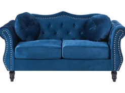 Beliani 2-Istuttava Sohva Samettinen Sininen Skien Discount