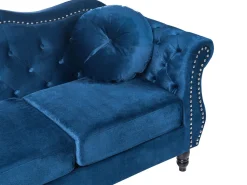 Beliani 2-Istuttava Sohva Samettinen Sininen Skien Discount