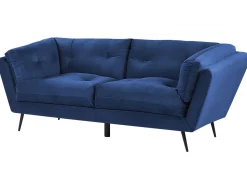 Beliani 3-Istuttava Sohva Samettinen Sininen Lenvik Outlet
