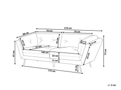 Beliani 3-Istuttava Sohva Samettinen Sininen Lenvik Outlet