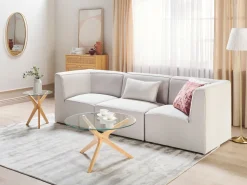 Beliani 3-Istuttava Sohva Vakosametti Luonnonvalkoinen Lemvig Sale