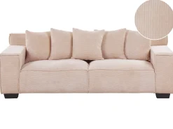 Beliani 3-Istuttava Sohva Vakosametti Lohenpunainen Viskan New