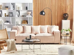 Beliani 3-Istuttava Sohva Vakosametti Lohenpunainen Viskan New