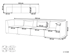 Beliani 4-Istuttava Sohva Vakosametti Luonnonvalkoinen Lemvig Fashion