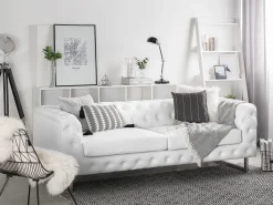 Beliani 3-Istuttava Sohva Valkoinen Vissland Fashion