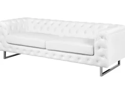 Beliani 3-Istuttava Sohva Valkoinen Vissland Fashion