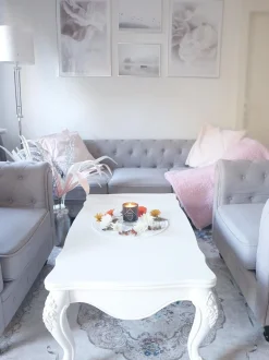 Beliani 4-Istuttava Sohvaryhma Kangas Vaaleanharmaa Chesterfield New