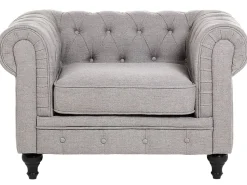 Beliani 4-Istuttava Sohvaryhma Kangas Vaaleanharmaa Chesterfield New