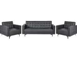 Beliani 5-Istuttava Sohvaryhma Keinonahka Musta Aberdeen Cheap