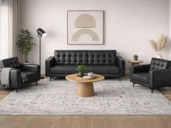 Beliani 5-Istuttava Sohvaryhma Keinonahka Musta Aberdeen Cheap