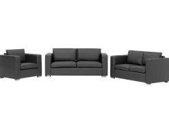 Beliani 6-Istuttava Sohvaryhma Nahka Musta Helsinki Online