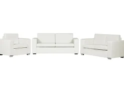 Beliani 6-Istuttava Sohvaryhma Nahka Valkoinen Helsinki Sale