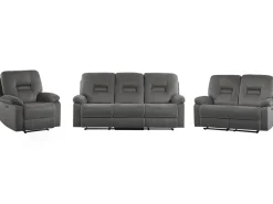 Beliani 6-Istuttava Sohvaryhma Sametti Sahkosaadettava Tummanharmaa Bergen Best