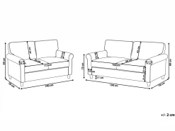 Beliani 5-Istuttava Sohvaryhma Sametti Vaalea Beige Ronneby Sale