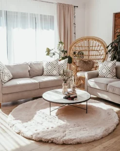 Beliani 5-Istuttava Sohvaryhma Sametti Vaalea Beige Ronneby Sale