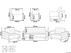 Beliani 5-Istuttava Sohvaryhma Sametti Musta Aberdeen Store