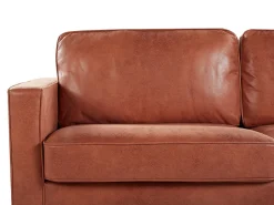 Beliani 3-Istuttava Tekonahkainen Sohva Ruskea Savalen Best Sale