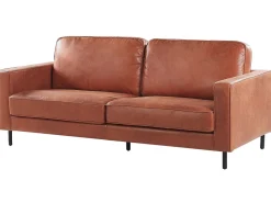 Beliani 3-Istuttava Tekonahkainen Sohva Ruskea Savalen Best Sale