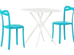 Beliani 2-Istuttava Turkoosi / Valkoinen Muovinen Bistrosetti Sersale / Camogli Store