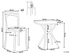 Beliani 2-Istuttava Turkoosi / Valkoinen Muovinen Bistrosetti Sersale / Camogli Store
