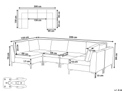 Beliani 6-Istuttava U-Kulmasohva Sametti Harmaa Evja Best Sale