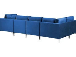 Beliani 6-Istuttava U-Kulmasohva Sametti Laivastonsininen Evja Fashion