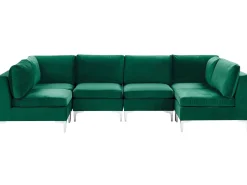 Beliani 6-Istuttava U-Kulmasohva Sametti Vihrea Evja Outlet