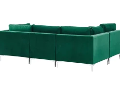 Beliani 6-Istuttava U-Kulmasohva Sametti Vihrea Evja Outlet