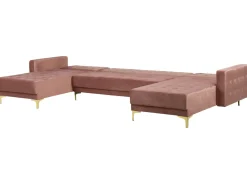 Beliani 5-Istuttava U-Kulmavuodesohva Sametti Vaaleanpunainen Aberdeen Cheap