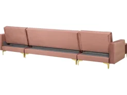 Beliani 5-Istuttava U-Kulmavuodesohva Sametti Vaaleanpunainen Aberdeen Cheap