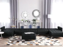 Beliani 6-Istuttava U-Kulmavuodesohva Ja Rahi Kangas Grafiitinharmaa Aberdeen Clearance