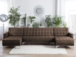 Beliani 5-Istuttava U-Kulmavuodesohva Kangas Tummanruskea Aberdeen Outlet