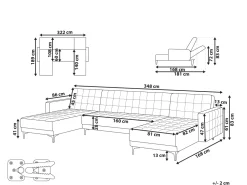 Beliani 5-Istuttava U-Kulmavuodesohva Kangas Tummanruskea Aberdeen Outlet