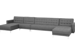 Beliani 6-Istuttava U-Kulmavuodesohva Kangas Vaaleanharmaa Aberdeen Cheap