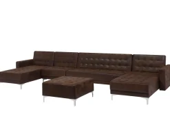 Beliani 6-Istuttava U-Kulmavuodesohva Ja Rahi Keinonahka Ruskea Aberdeen Outlet