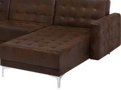 Beliani 6-Istuttava U-Kulmavuodesohva Ja Rahi Keinonahka Ruskea Aberdeen Outlet