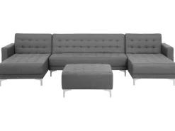 Beliani 5-Istuttava U-Kulmavuodesohva Ja Rahi Kangas Vaaleanharmaa Aberdeen Online