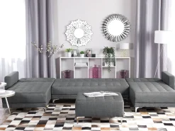 Beliani 5-Istuttava U-Kulmavuodesohva Ja Rahi Kangas Vaaleanharmaa Aberdeen Online