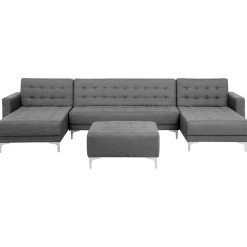 Beliani 5-Istuttava U-Kulmavuodesohva Ja Rahi Kangas Vaaleanharmaa Aberdeen Online