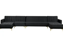 Beliani 6-Istuttava U-Kulmavuodesohva Sametti Musta Aberdeen Cheap